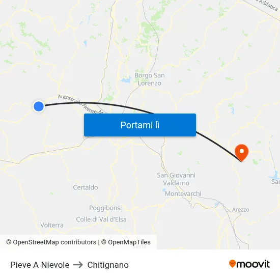 Pieve A Nievole to Chitignano map