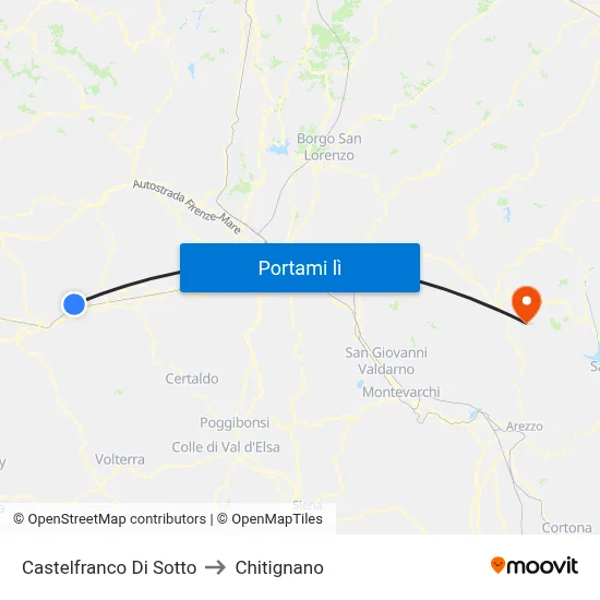 Castelfranco Di Sotto to Chitignano map