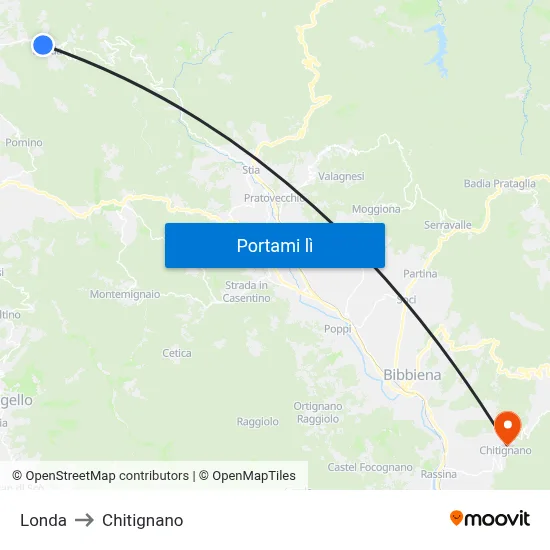 Londa to Chitignano map