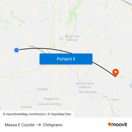 Massa E Cozzile to Chitignano map
