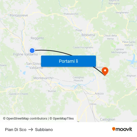 Pian Di Sco to Subbiano map