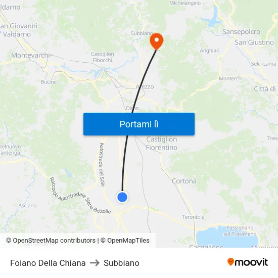 Foiano Della Chiana to Subbiano map