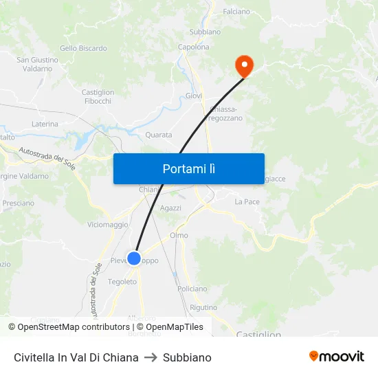 Civitella In Val Di Chiana to Subbiano map