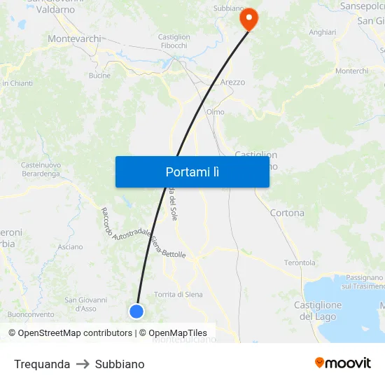 Trequanda to Subbiano map