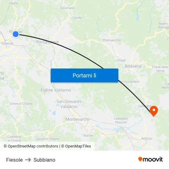 Fiesole to Subbiano map