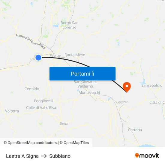 Lastra A Signa to Subbiano map