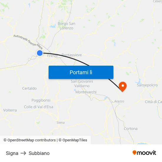 Signa to Subbiano map