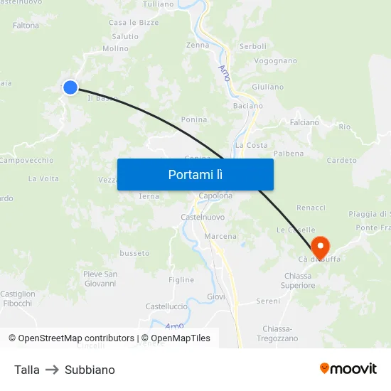 Talla to Subbiano map