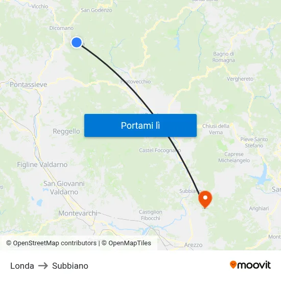 Londa to Subbiano map