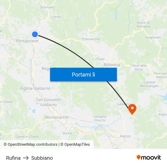 Rufina to Subbiano map