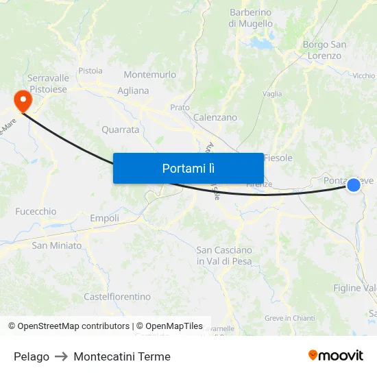 Pelago to Montecatini Terme map
