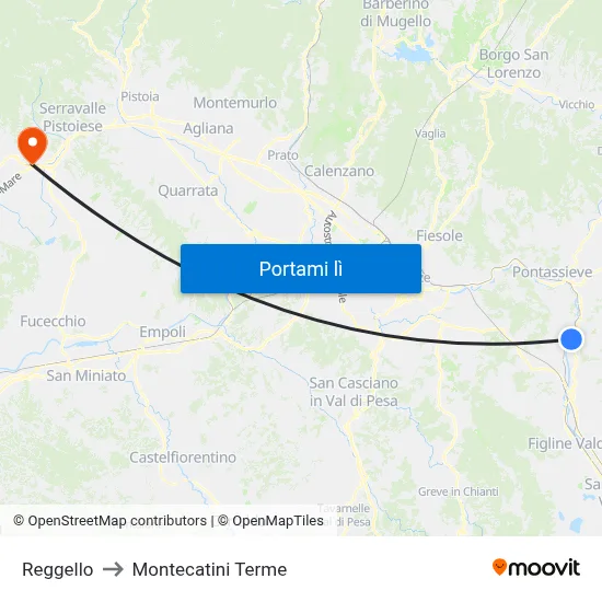 Reggello to Montecatini Terme map