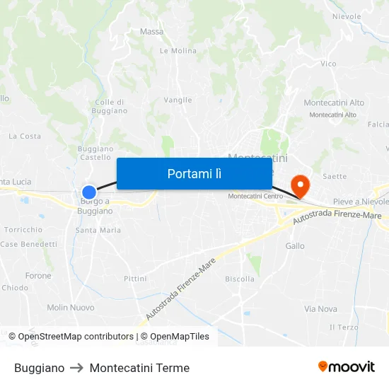 Buggiano to Montecatini Terme map