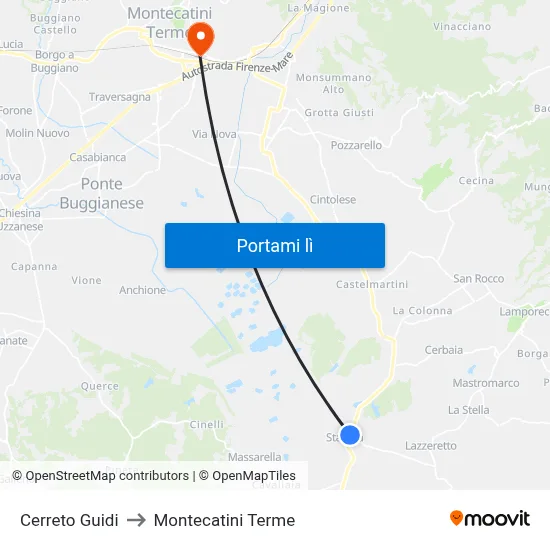 Cerreto Guidi to Montecatini Terme map