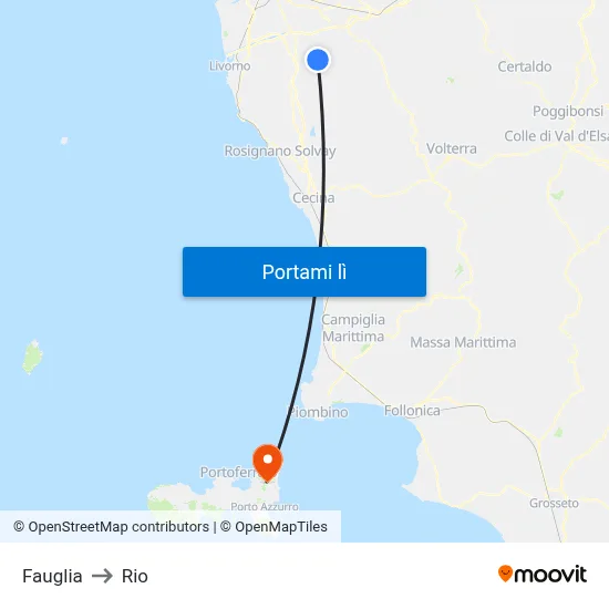 Fauglia to Rio map