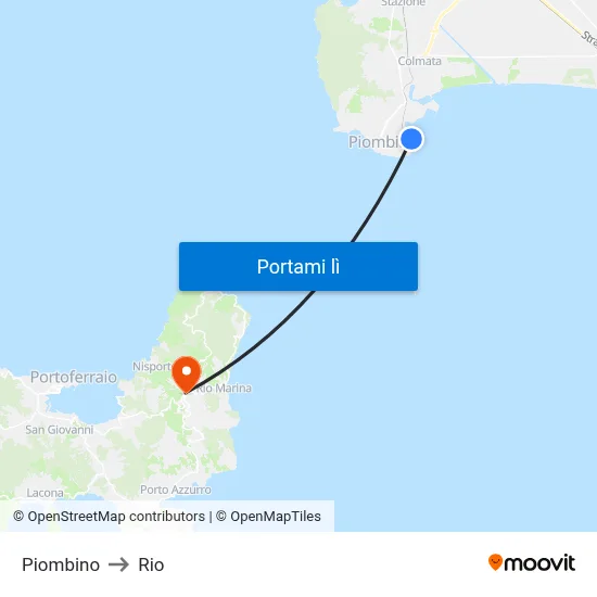 Piombino to Rio map