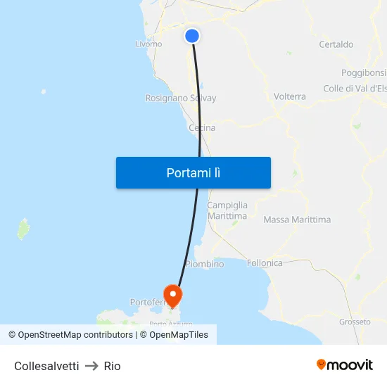 Collesalvetti to Rio map