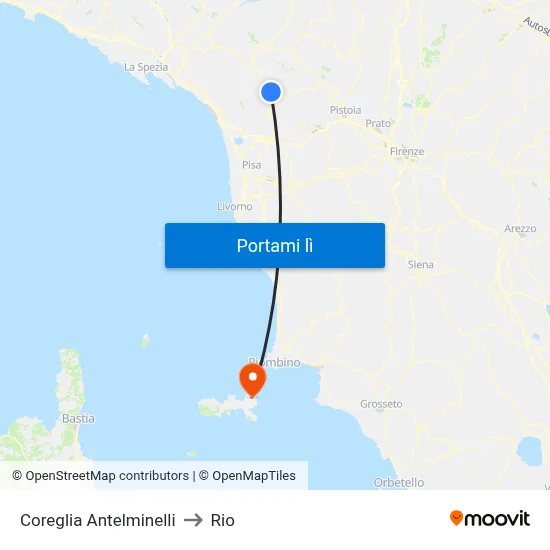 Coreglia Antelminelli to Rio map