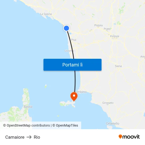 Camaiore to Rio map