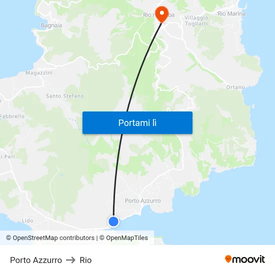 Porto Azzurro to Rio map