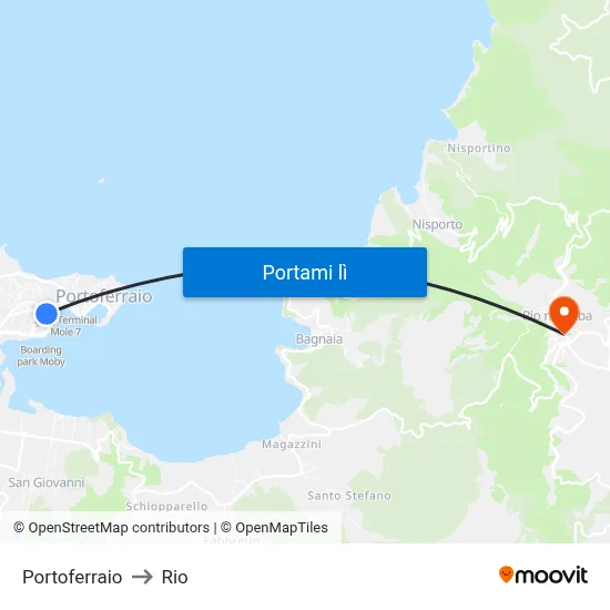 Portoferraio to Rio map