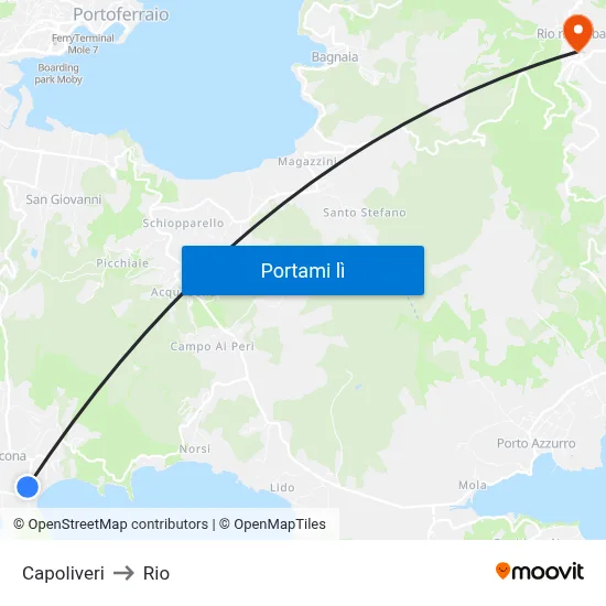 Capoliveri to Rio map