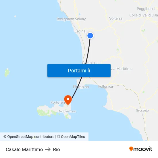 Casale Marittimo to Rio map
