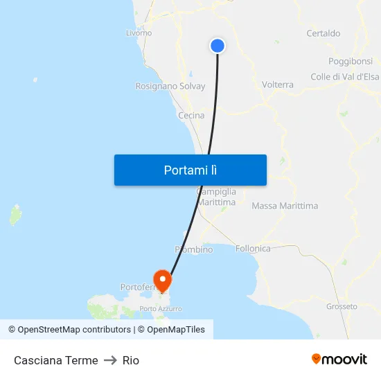 Casciana Terme to Rio map