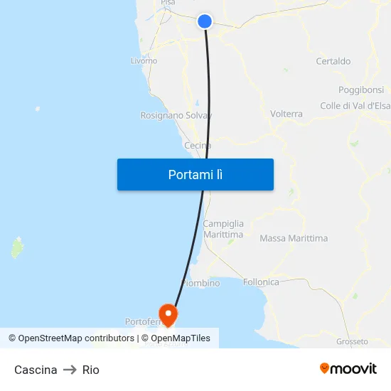 Cascina to Rio map