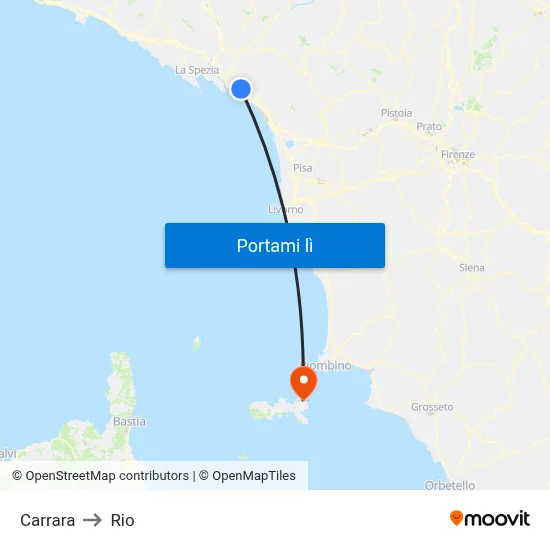 Carrara to Rio map