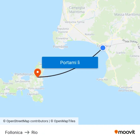 Follonica to Rio map