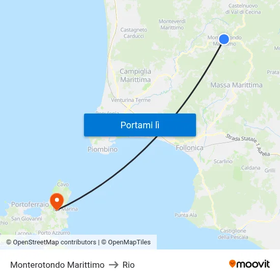 Monterotondo Marittimo to Rio map