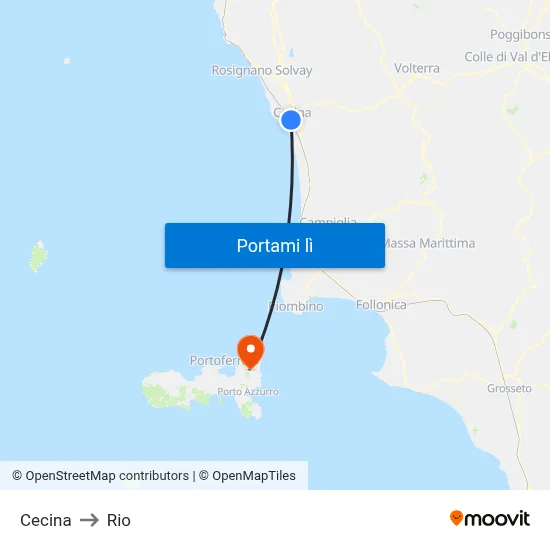 Cecina to Rio map
