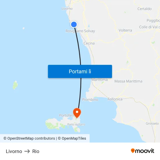 Livorno to Rio map