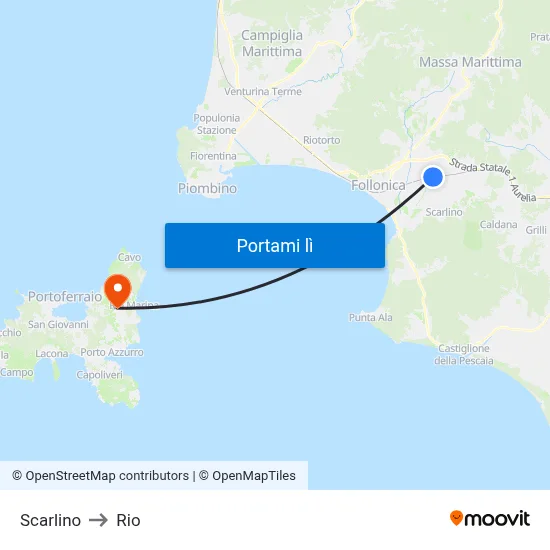 Scarlino to Rio map
