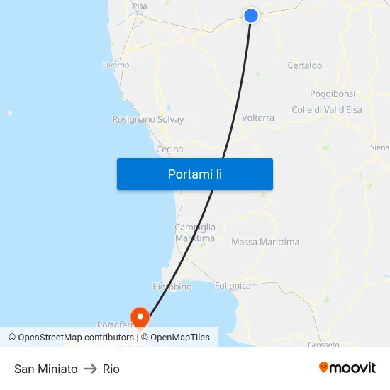 San Miniato to Rio map