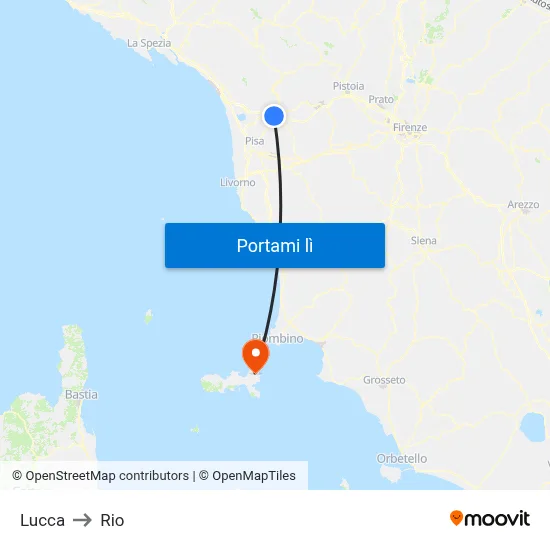 Lucca to Rio map