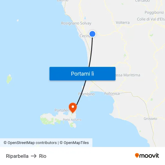 Riparbella to Rio map