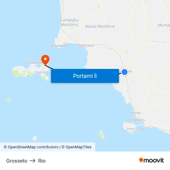 Grosseto to Rio map