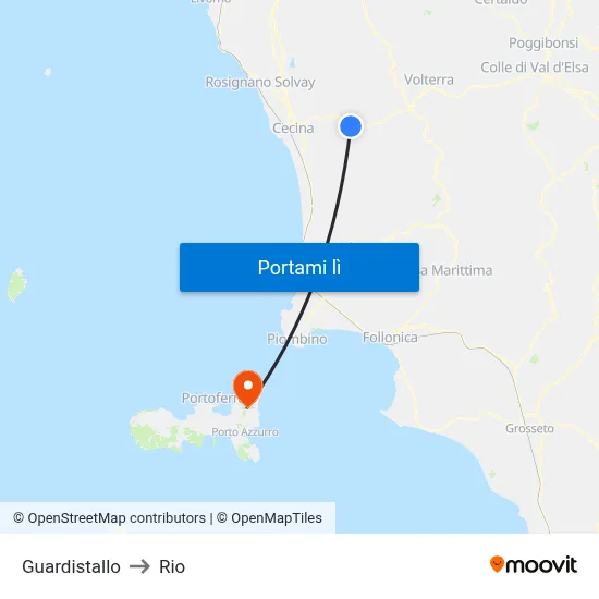Guardistallo to Rio map