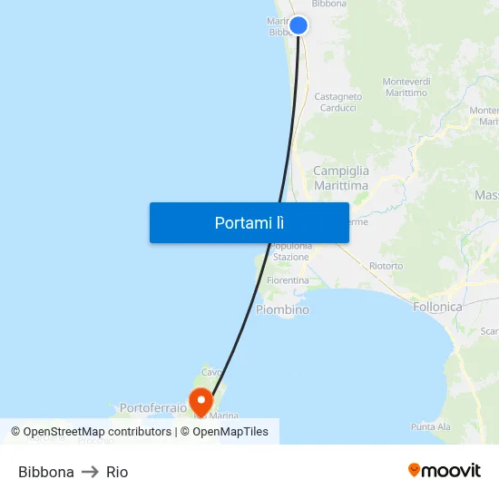 Bibbona to Rio map