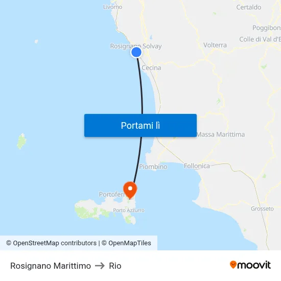 Rosignano Marittimo to Rio map