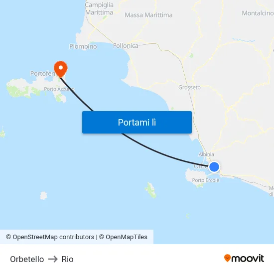 Orbetello to Rio map