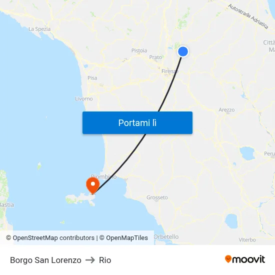 Borgo San Lorenzo to Rio map
