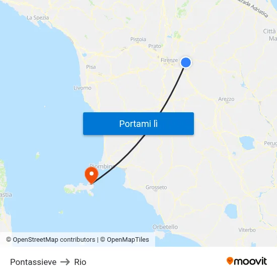 Pontassieve to Rio map