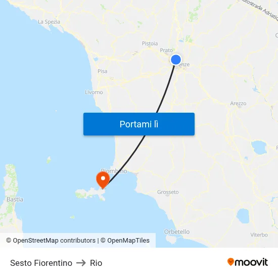 Sesto Fiorentino to Rio map