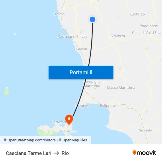 Casciana Terme Lari to Rio map