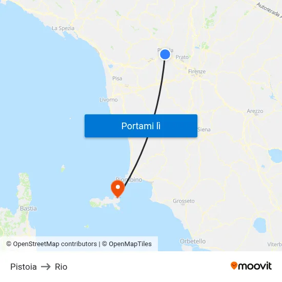 Pistoia to Rio map