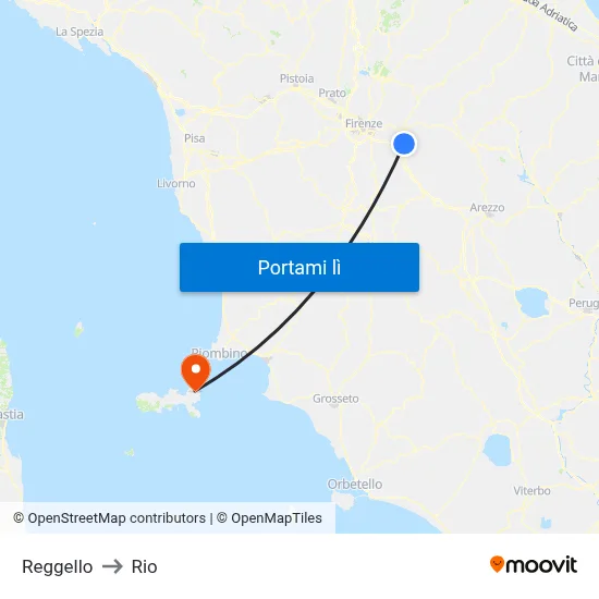 Reggello to Rio map