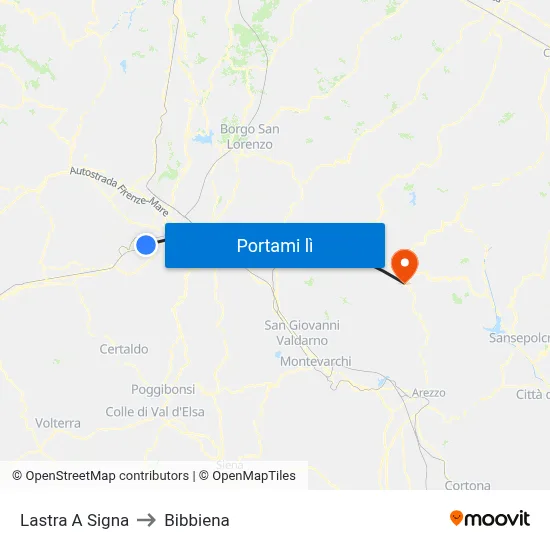 Lastra A Signa to Bibbiena map